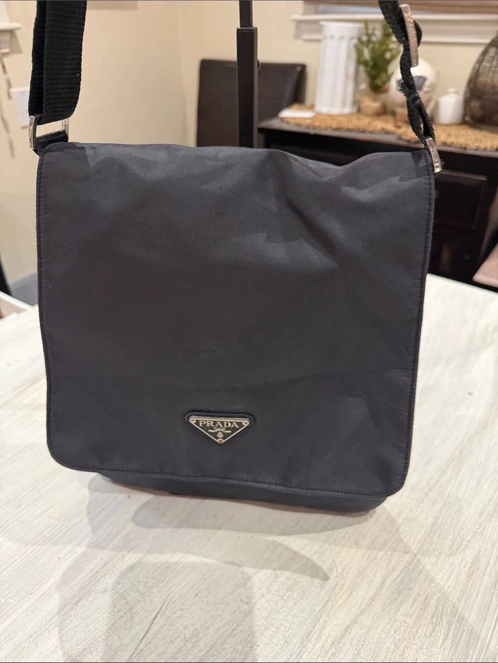 Source Unknown Prada Style Black Nylon Messenger Bag with Adjustable Strap